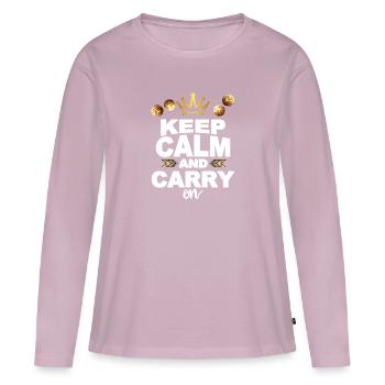 Keep calm and carry on - Frauen Premium Bio Langarmshirt - Altrosa - Vorne - Julia (174cm)