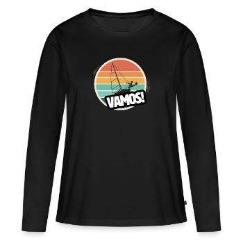 Vamos voile rétro - T-shirt manches longues Premium bio Femme - noir - Devant - Julia (174cm)