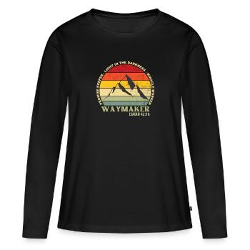 Waymaker Gardien de la promesse Faiseur de miracles Chrétien - T-shirt manches longues Premium bio Femme - noir - Devant - Julia (174cm)
