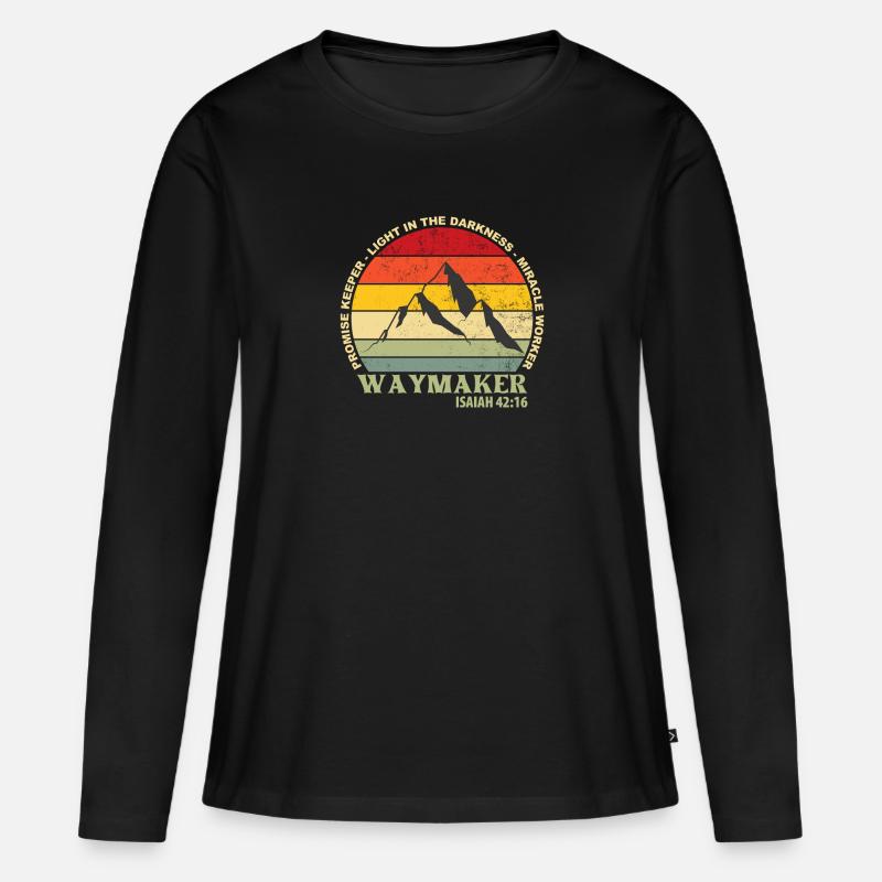 Waymaker Promise Keeper Miracle Worker Christian - Frauen Premium Bio Langarmshirt - Schwarz