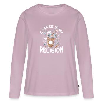 Coffee is my religion - Women's Premium Organic Long Sleeve Shirt - dusky pink - Front - Julia (174cm)