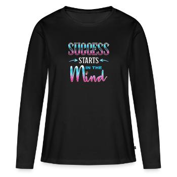 Le succès commence dans l’ - T-shirt manches longues Premium bio Femme - noir - Devant - Julia (174cm)