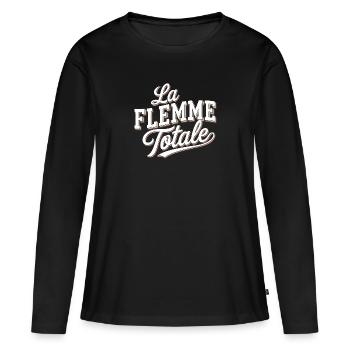 La flemme totale - T-shirt manches longues Premium bio Femme - noir - Devant - Julia (174cm)