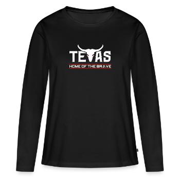 Texas - Frauen Premium Bio Langarmshirt - Schwarz - Vorne - Julia (174cm)