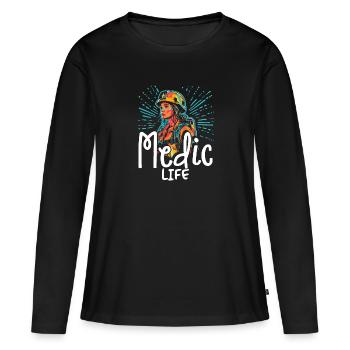 Paramedic - Sanitäter - Medic Life - Frauen Premium Bio Langarmshirt - Schwarz - Vorne - Julia (174cm)