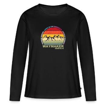 Waymaker Gardien de la promesse Faiseur de miracles Christian - T-shirt manches longues Premium bio Femme - noir - Devant - Julia (174cm)