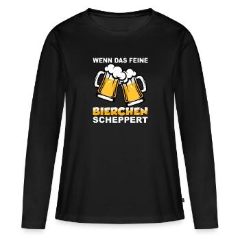 Quand la bière fine s’entrechoque - T-shirt manches longues Premium bio Femme - noir - Devant - Julia (174cm)