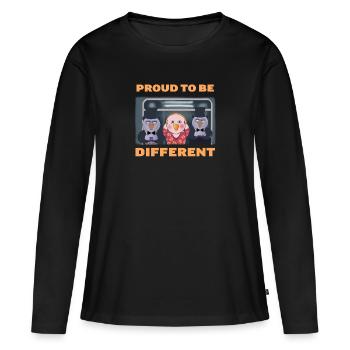 Fier d’être différent - T-shirt manches longues Premium bio Femme - noir - Devant - Julia (174cm)