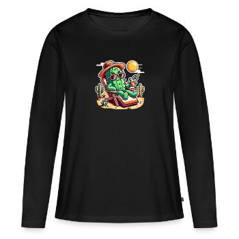 Chill Cactus – Desert Vibes - Women's Premium Organic Long Sleeve Shirt - black - Front - Julia (174cm)