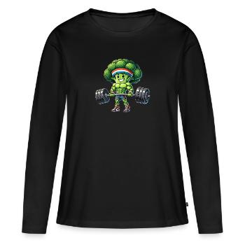 Broccoli Gains 🥦💪 - Fitness Edition - Women's Premium Organic Long Sleeve Shirt - black - Front - Julia (174cm)
