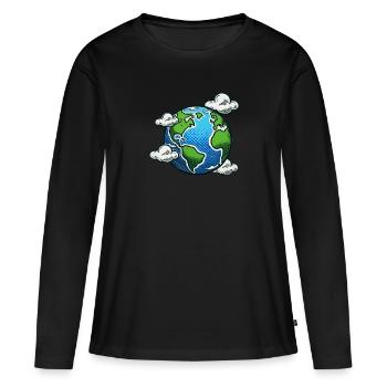 terre - T-shirt manches longues Premium bio Femme - noir - Devant - Julia (174cm)