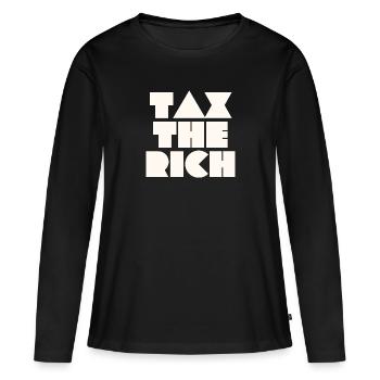 TAXEZ LES RICHES - T-shirt manches longues Premium bio Femme - noir - Devant - Julia (174cm)