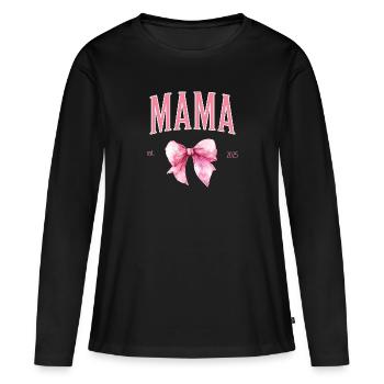 Erster Muttertag Süßes Mama Shirt Rosa Schleife - Frauen Premium Bio Langarmshirt - Schwarz - Vorne - Julia (174cm)