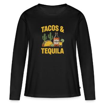 Tacos et tequila – Fiesta Design pour les fans de Mexico - T-shirt manches longues Premium bio Femme - noir - Devant - Julia (174cm)