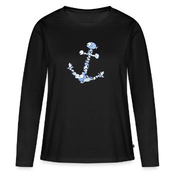 ancre mer bateau pêcheur poisson pirate voile monstre - T-shirt manches longues Premium bio Femme - noir - Devant - Julia (174cm)