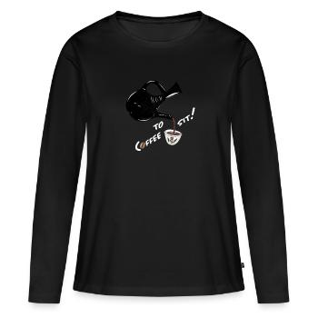 café à s’asseoir - Cérémonie du café éthiopien - T-shirt manches longues Premium bio Femme - noir - Devant - Julia (174cm)