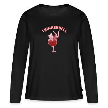 Trinkerbell lustige Fee im Rotweinglas - Frauen Premium Bio Langarmshirt - Schwarz - Vorne - Julia (174cm)