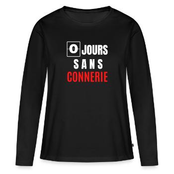 zéro jours sans connerie - T-shirt manches longues Premium bio Femme - noir - Devant - Julia (174cm)