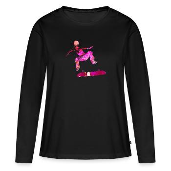 skater skateboard kickflip teenager sport - Women's Premium Organic Long Sleeve Shirt - black - Front - Julia (174cm)