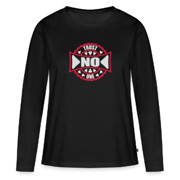 trust no one Zitat - Frauen Premium Bio Langarmshirt - Schwarz - Vorne - Julia (174cm)