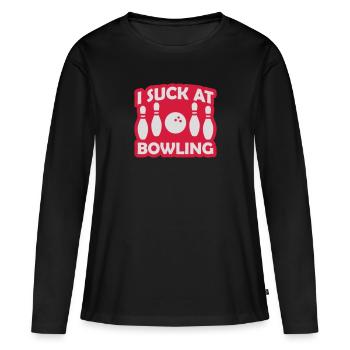 Je suis nul au bowling - T-shirt manches longues Premium bio Femme - noir - Devant - Julia (174cm)
