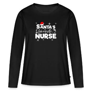 Lustiges Lieblings Krankenschwester des Weihnachts - Frauen Premium Bio Langarmshirt - Schwarz - Vorne - Julia (174cm)