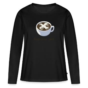 Cappuccino pace - Frauen Premium Bio Langarmshirt - Schwarz - Vorne - Julia (174cm)