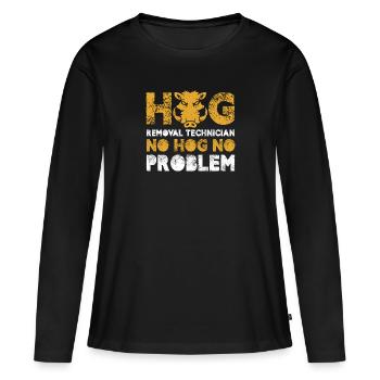 Hog removal technician No Hog No Problem - Women's Premium Organic Long Sleeve Shirt - black - Front - Julia (174cm)
