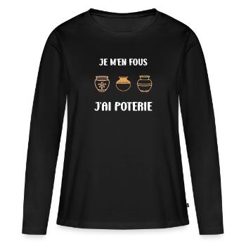 Humour pots de Poterie - T-shirt manches longues Premium bio Femme - noir - Devant - Julia (174cm)
