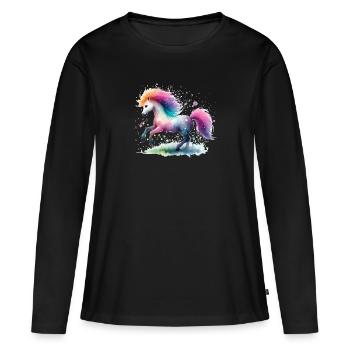 Little Pony Watercolor Colorful - Women's Premium Organic Long Sleeve Shirt - black - Front - Julia (174cm)