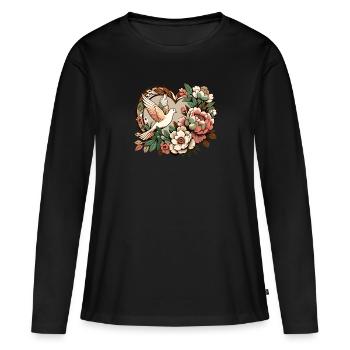 Friedenstaube - Frauen Premium Bio Langarmshirt - Schwarz - Vorne - Julia (174cm)
