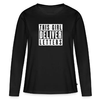 This Girl Deliver Letters - Postman Design - Women's Premium Organic Long Sleeve Shirt - black - Front - Julia (174cm)