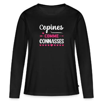 Copines Comme Connasses - T-shirt manches longues Premium bio Femme - noir - Devant - Julia (174cm)