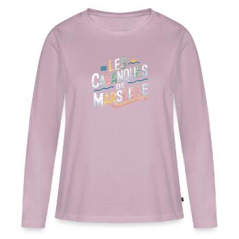 Les Calanques de Marseille - T-shirt manches longues Premium bio Femme - rose poudré - Devant - Julia (174cm)