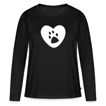 empreinte de patte sur un cœur - T-shirt manches longues Premium bio Femme - noir - Devant - Julia (174cm)