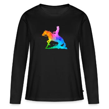 Western Lady Western Rider - T-shirt manches longues Premium bio Femme - noir - Devant - Julia (174cm)
