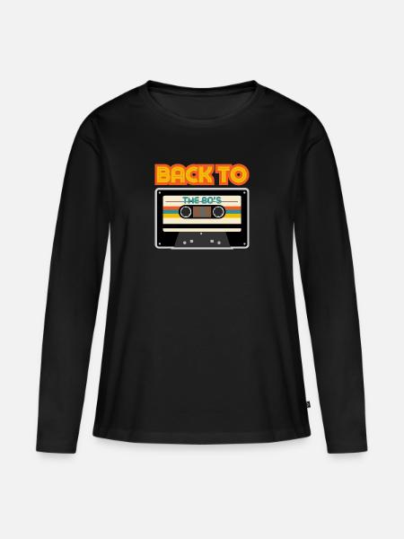 Retro 80er Jahre Style Party - Back to the 80's - Frauen Premium Bio Langarmshirt - Schwarz
