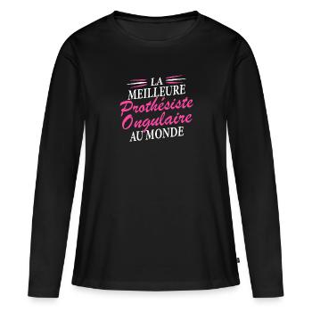 la meilleure prothesiste ongulaire au monde - T-shirt manches longues Premium bio Femme - noir - Devant - Julia (174cm)