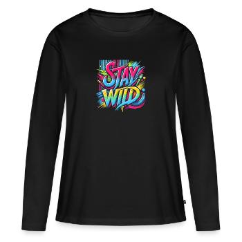 Stay Wild – Liberté colorée - T-shirt manches longues Premium bio Femme - noir - Devant - Julia (174cm)