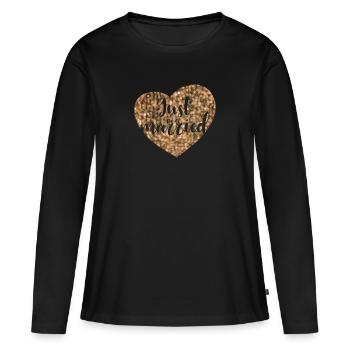 juste marié coeur glam - T-shirt manches longues Premium bio Femme - noir - Devant - Julia (174cm)