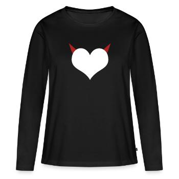 Herz Teufel Diable que j’aime - T-shirt manches longues Premium bio Femme - noir - Devant - Julia (174cm)