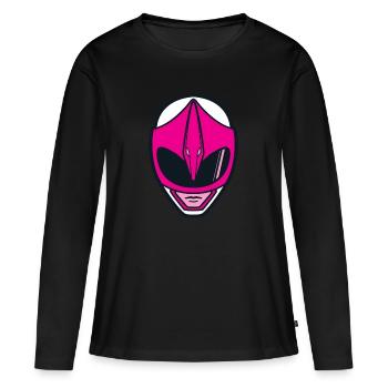 Power Rangers Casque De Ranger Rose Costume - T-shirt manches longues Premium bio Femme - noir - Devant - Julia (174cm)