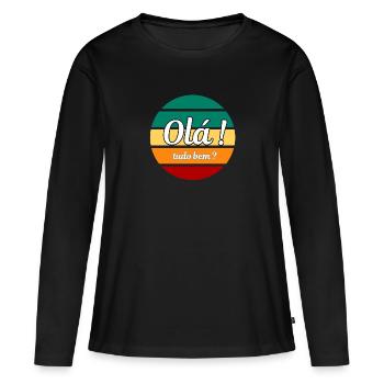 Olà Tudo Bem - T-shirt manches longues Premium bio Femme - noir - Devant - Julia (174cm)