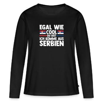 Serbe Serbe Serbie - T-shirt manches longues Premium bio Femme - noir - Devant - Julia (174cm)