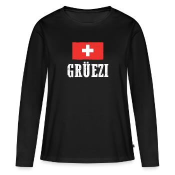 Schweizer Schweiz - Frauen Premium Bio Langarmshirt - Schwarz - Vorne - Julia (174cm)