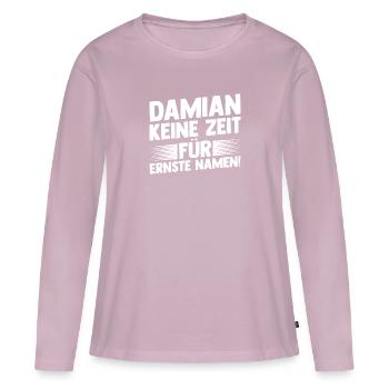 Prénom Damian - T-shirt manches longues Premium bio Femme - rose poudré - Devant - Julia (174cm)
