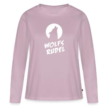 Wolf Wolfsrudel Mond - Frauen Premium Bio Langarmshirt - Altrosa - Vorne - Julia (174cm)