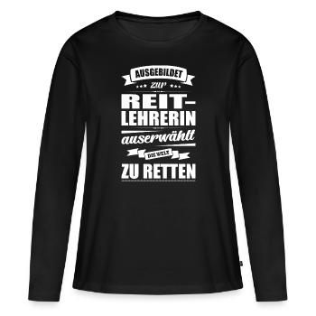 Ausgebildet Zur Reitlehrerin Abschluss Bestanden - Frauen Premium Bio Langarmshirt - Schwarz - Vorne - Julia (174cm)