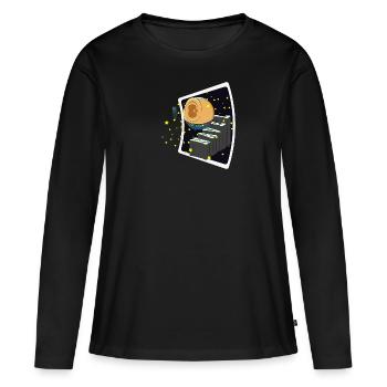 SELFIE-NABEL - Frauen Premium Bio Langarmshirt - Schwarz - Vorne - Julia (174cm)
