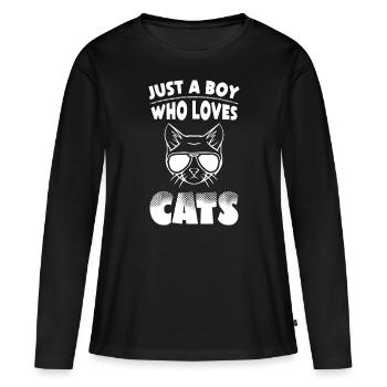 Garçons Chats Amoureux - T-shirt manches longues Premium bio Femme - noir - Devant - Julia (174cm)
